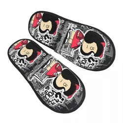 Stampa personalizzata donna Mafalda Kawaii Cartoon House pantofole Soft Warm Anime Comics Memory Foam Fluffy Slipper Indoor Outdoor Shoes