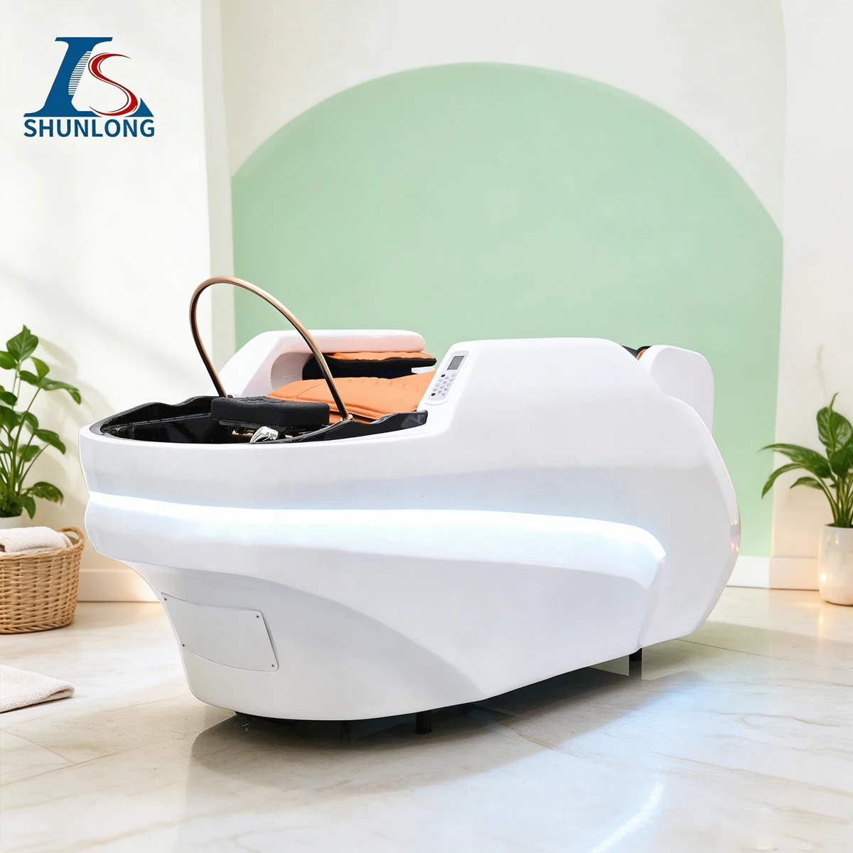 Multifunctional Electric Shampoo Massage Table, Reclining Hair Washing Chair with Fumigator, Fumigation Cap and Water Cycle Head