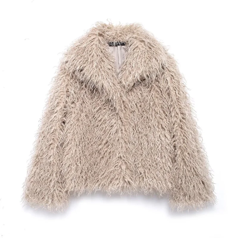 New European and American Style Women's Fashion2024Fashion Versatile Solid Color Faux Fur Short Jacket