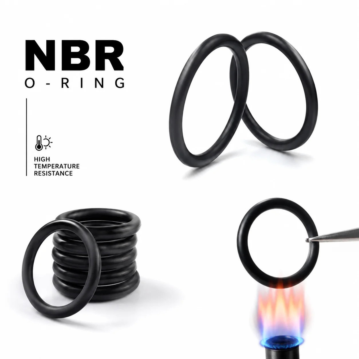 1225 Pieces of Black NBR Nitrile O-ring Set CS1-3.5mm Outer Diameter 4-50mm Valve Pipeline Seal Repair Kit