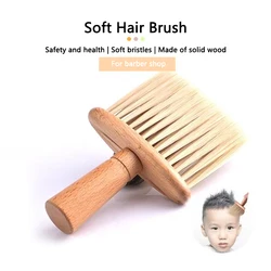 Professional Salon Broken Hair Cutting Brush Wood Handle Soft Hair Brush, Neck Face Duster Clean Hairdressing Styling Tools