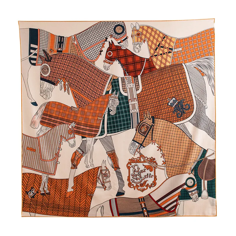 Literary retro hand-rolled silk wool 110 square scarves autumn light luxury mulberry silk wool scarves shawls dual-purpose