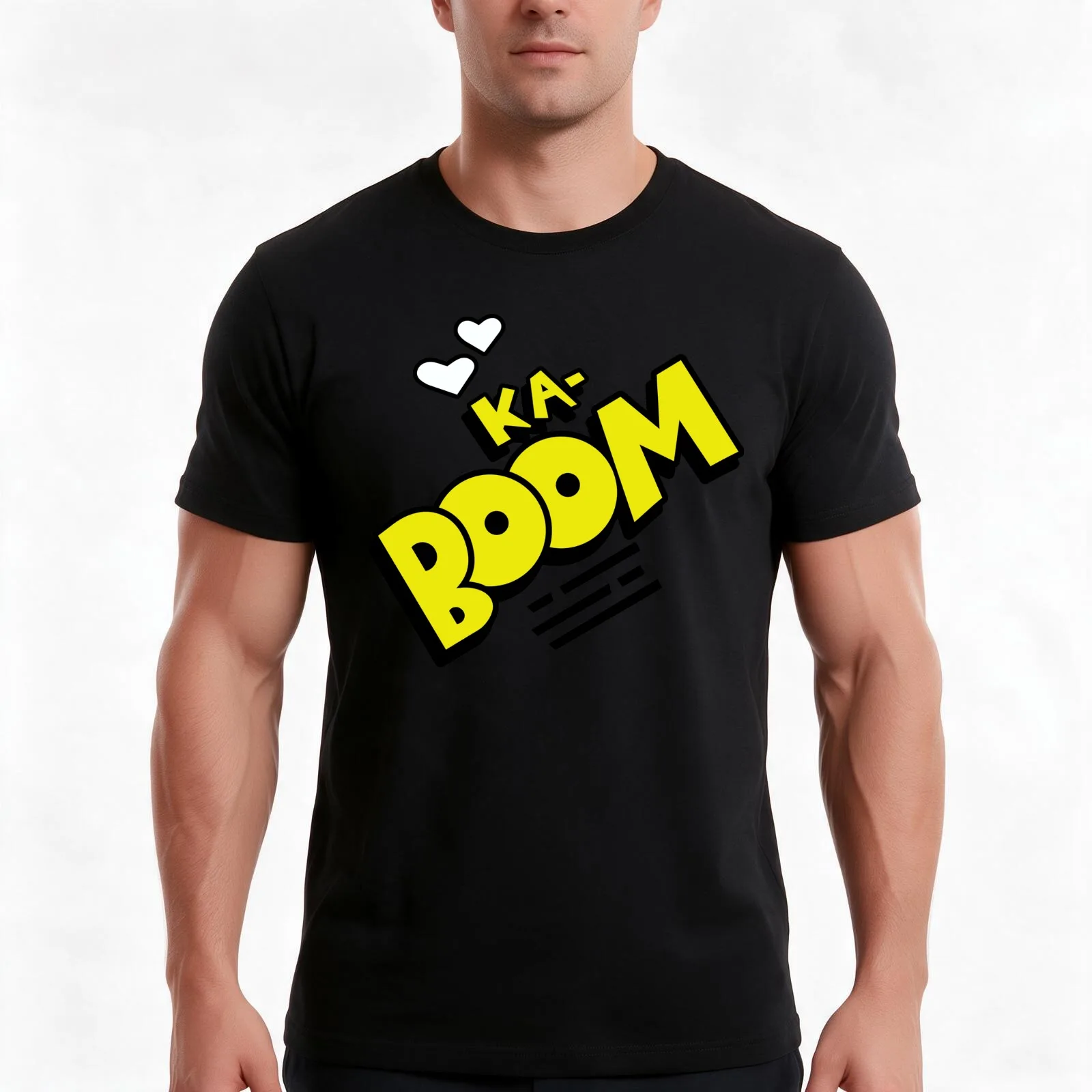 Ka-Boom T-Shirt, Summer Casual Cotton Tee, Oversized Streetwear Tops, Vintage Graphic Print, Loose Fit Short Sleeve, 100% Cotton