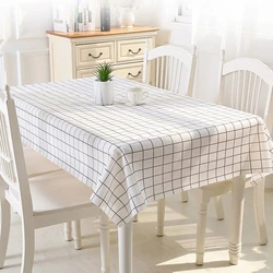 Grey tablecloth, waterproof and oil resistant, coffee table mat, home grid, wash free PVC tablecloth
