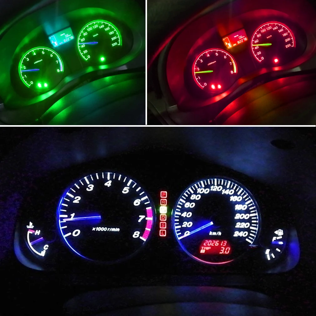 10pcs T3 LED T4.2 T4.7 Led Bulb Canbus Car Interior Lights Indicator Wedge Dashboard Warming Instrument Lamp 2016SMD 12V Auto