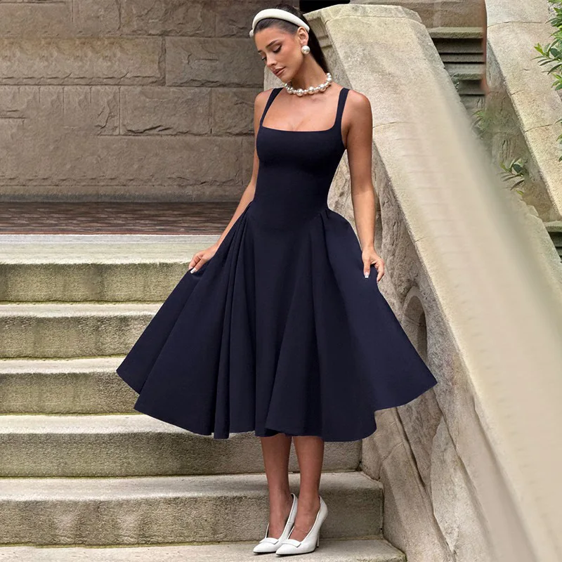 

Сексуальное платье с открытой спиной и застежкой на талии для женщин2025Европейское и американское трансграничное новое стильное элегантное длинное платье