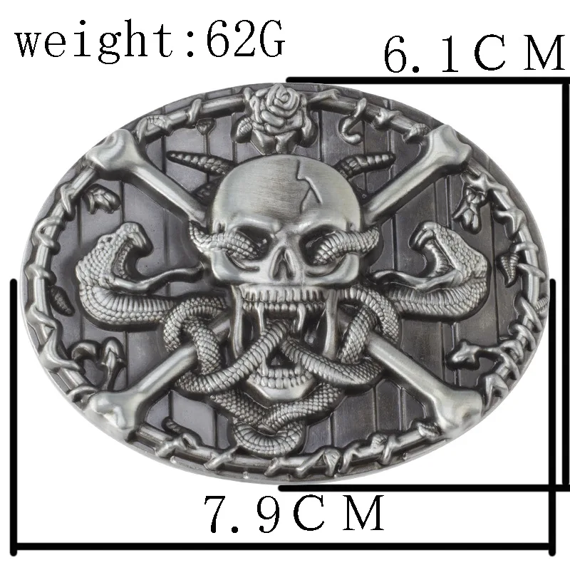 Cheapify Dropshipping New Oval Snakes Skulls Ghost Belt Buckle 40mm For Men Fashion Personality Male Strap Buckles