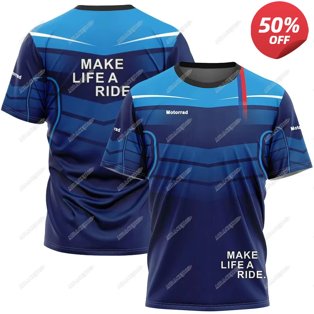 ADVENTURE Riding Sport Travel T-Shirt For BMW Motorrad Jerseys Blue Motorcycle Racing Team Breathable Summer Quick Dry Not Fade