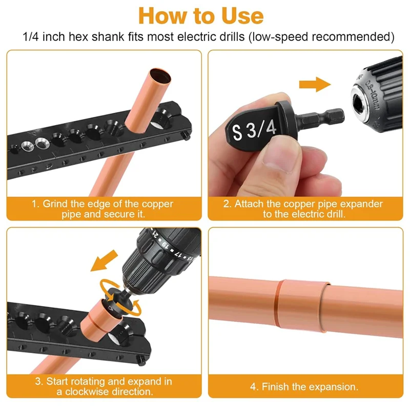 Набор для ремонта HVAC из 15 инструментов для обжима, расширитель медной трубки кондиционера HSS 6 в 1, держатель бит из алюминиевого сплава 1/4 дюйма