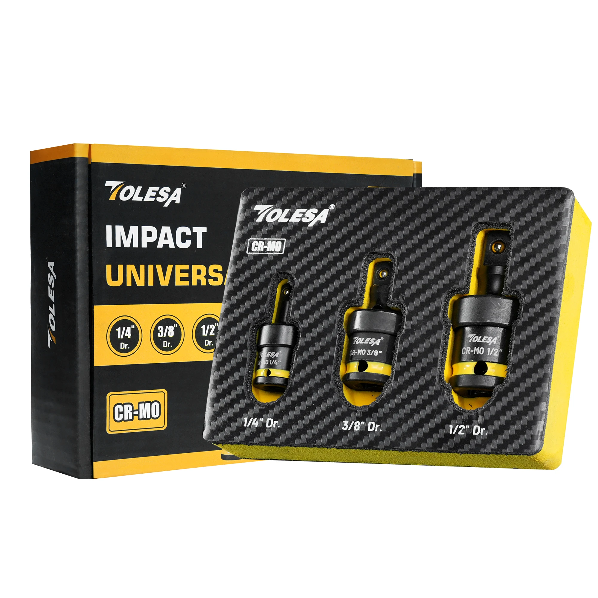 TOLESA 3PC Swivel Socket Set, Impact Universal Joint-Socket Set, 1/2