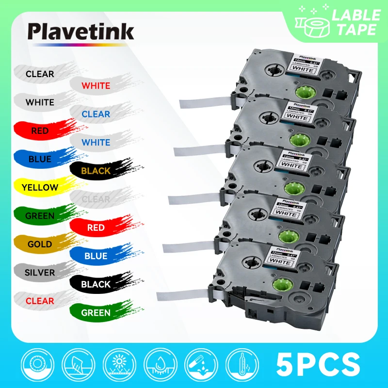 3PK/5PK TZe231 Compatible for Brother TZe-231 12mm Laminated P Touch Label Maker Tape Black on White for PTH110 Label Printer