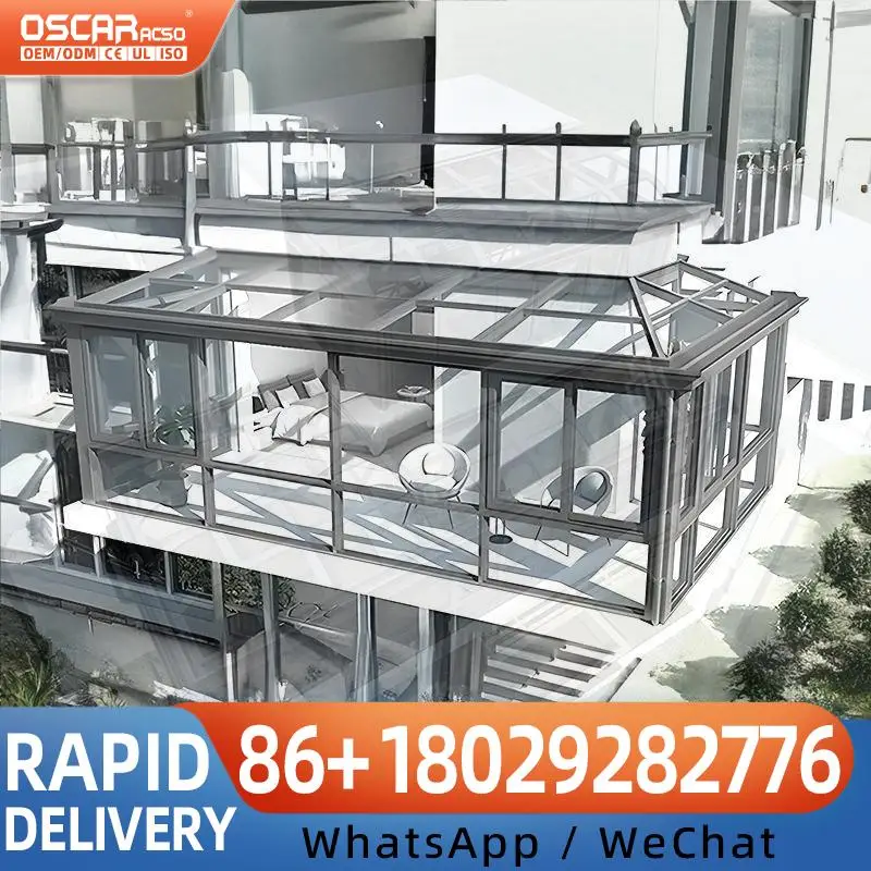 Luxury Portable Aluminium Sunrooms Solarium for Garden Villa Veranda Living sunroom
