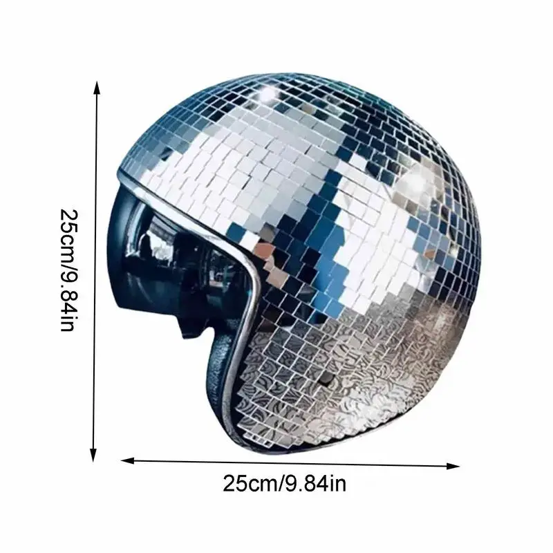 Disco Ball หมวกกันน็อก Glitter กระจกแก้ว Punk เครื่องแต่งกายหมวก Disco Ball หมวกกันน็อกแบบพับเก็บได้ Visor Disco Ball หมวกสําหรับบาร์ DJ Club