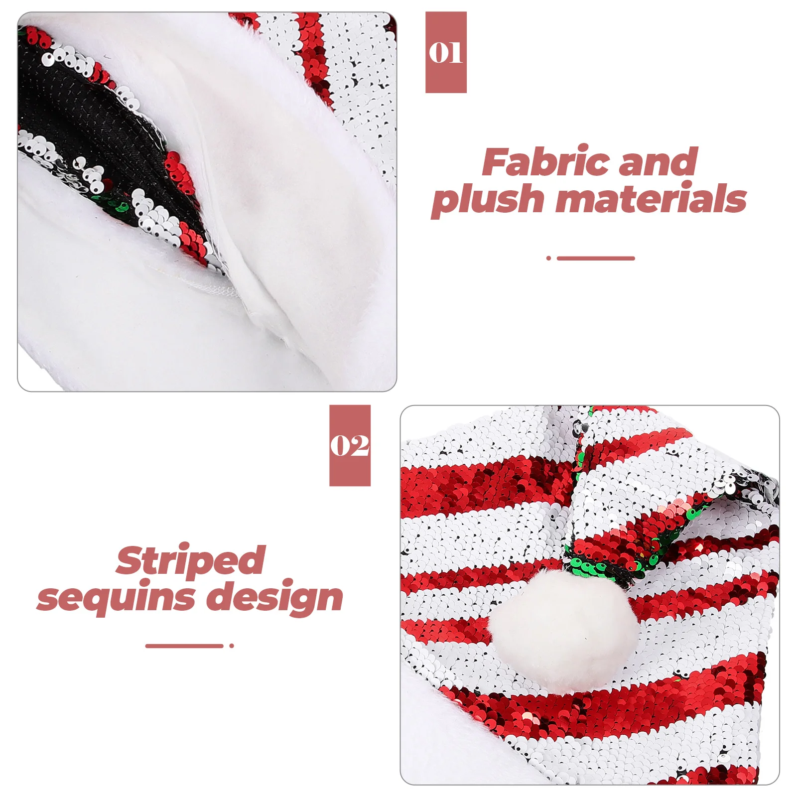 

Santa Hat Christmas Hat Sequin Embellished Reusable for Christmas Eve Party Holiday Celebration Santa Hats