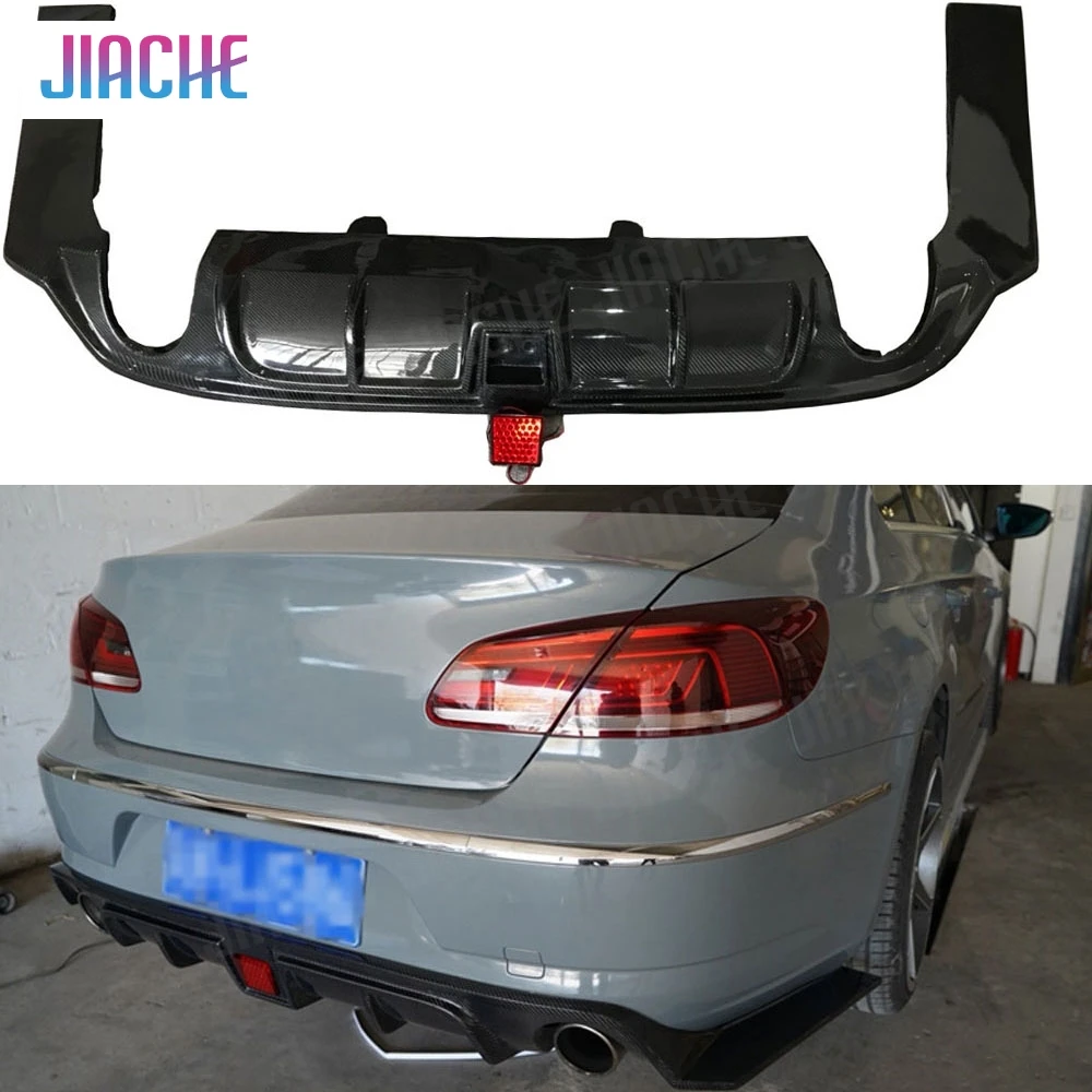 Real Carbon Fiber Rear Lip Diffuser Spoiler Splitter For Volkswagen VW Passat CC Sedan 4 Door 2013 2014 2015 2016 Bumper Plate