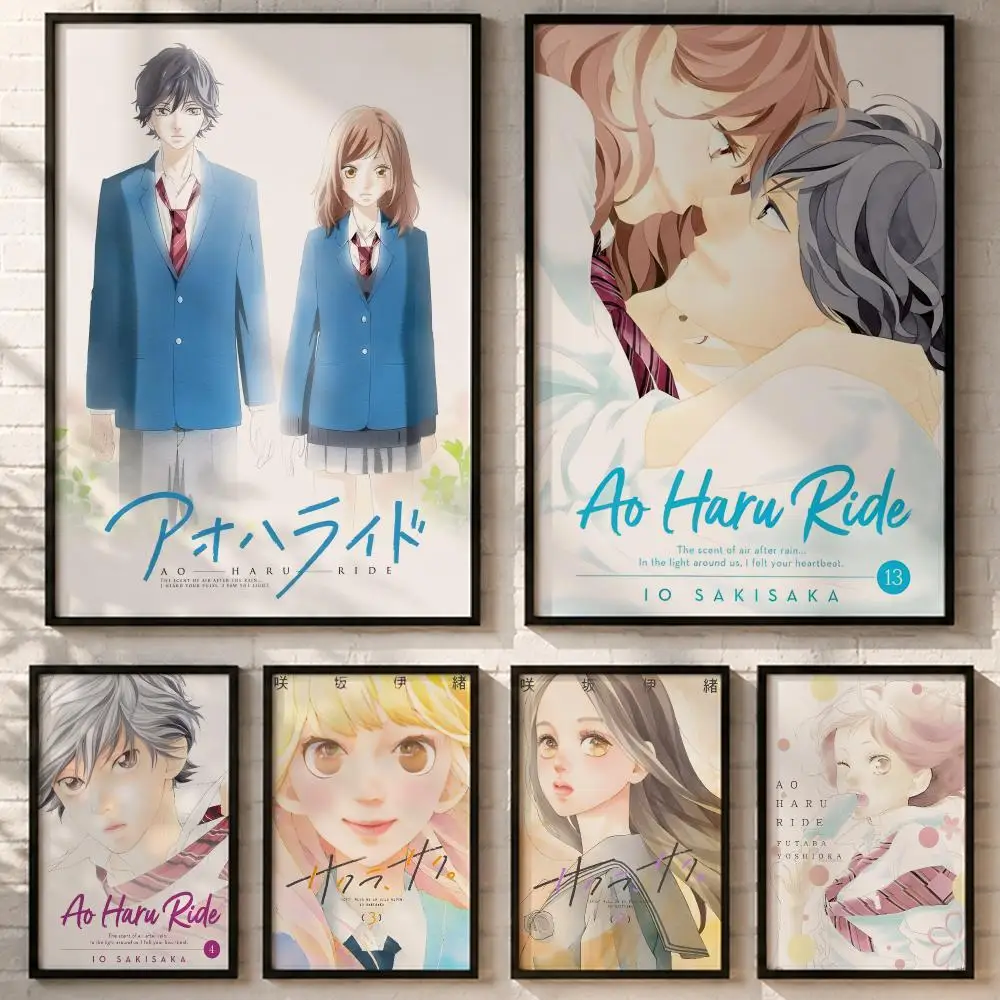 Anime Blue Spring Ride Poster HD poster wall art self-stick no-residue for home cafe office great gift