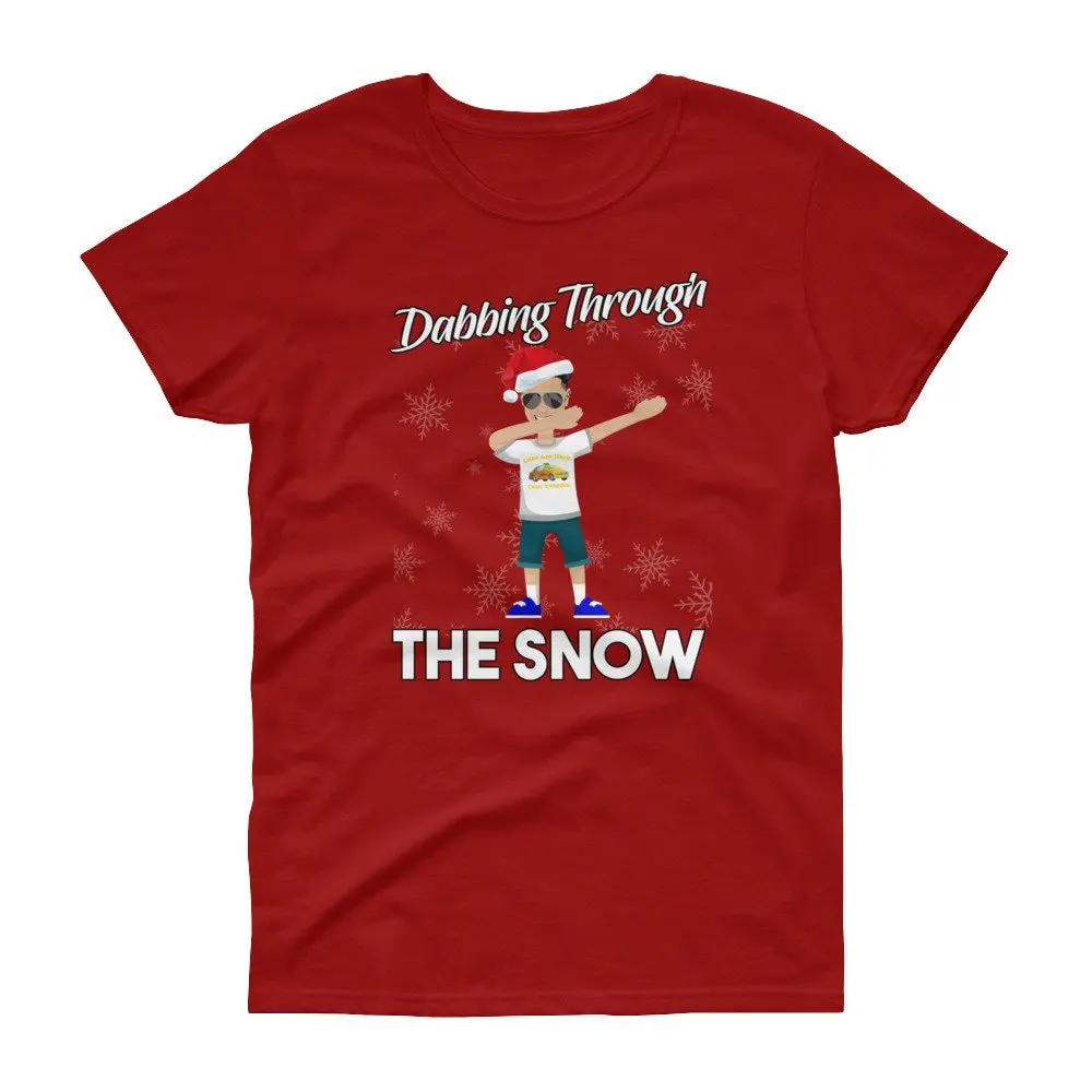 Women's DJ Pauly D Christmas T Shirt Dabbing Through the Snow Funny Ladies short sleeve