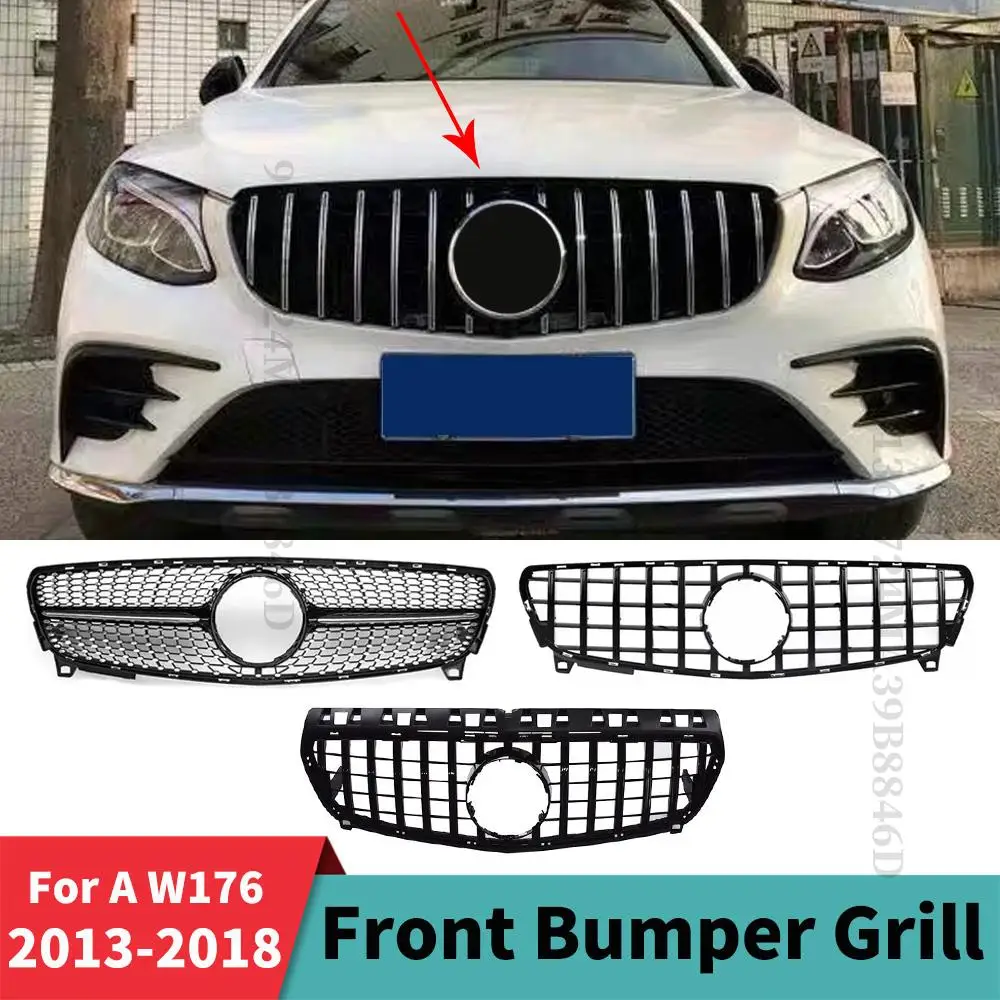 

Center Front Inlet Grille Racing Hood Grill Diamond GT Style For Mercedes Benz A W176 A45 A260 A180 A200 2013-2018 Exterior Part