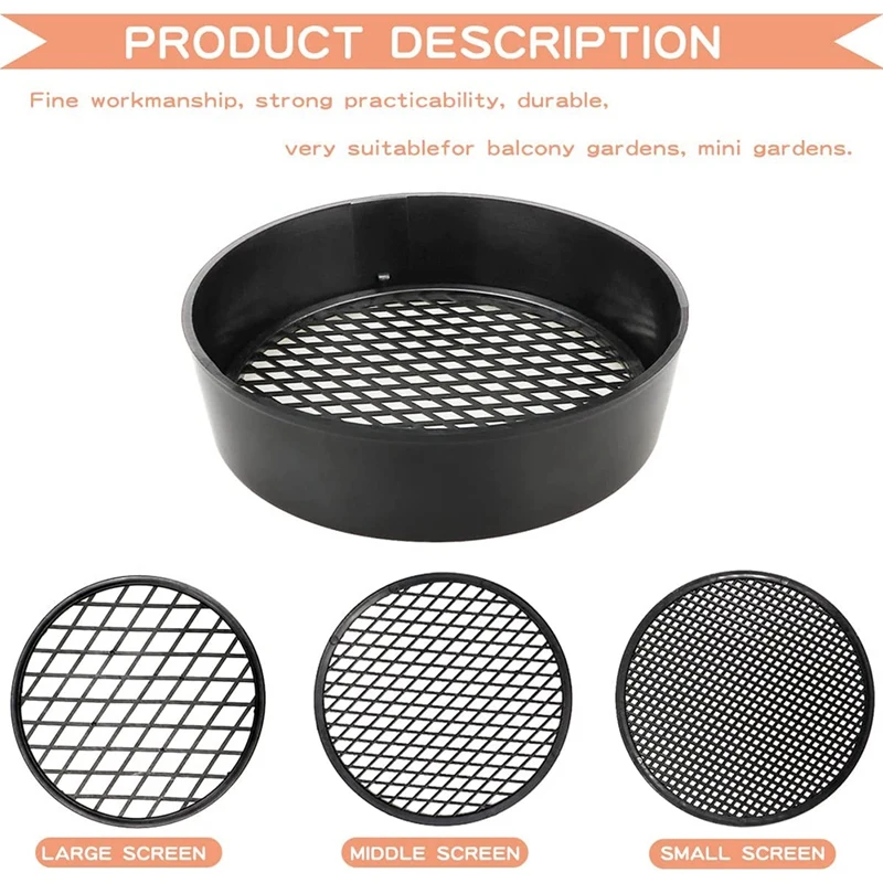 3Pack Sifting Pan Outdoor Gold Panning Soil Sifter Garden Sieve Mesh Garden Mini Sifting Pan Soil Sand Sieve For Outdoor