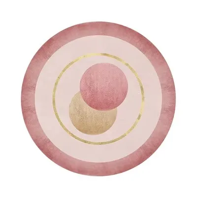 Round Cartoon Non-Slip Floor Mat for Living Room Chairs, Soft Rug, Sun, Moon, Stars, Modern