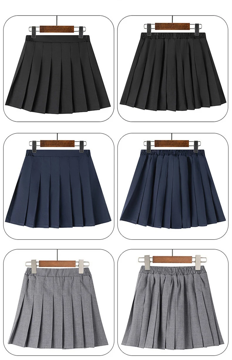 Modischer Preppy-Mädchen-Plissee-Rock mit Sicherheitsshorts, Kinder-A-Linien-Plissee-Minirock für Mädchen, einteilige karierte Kleidung – Detail 3