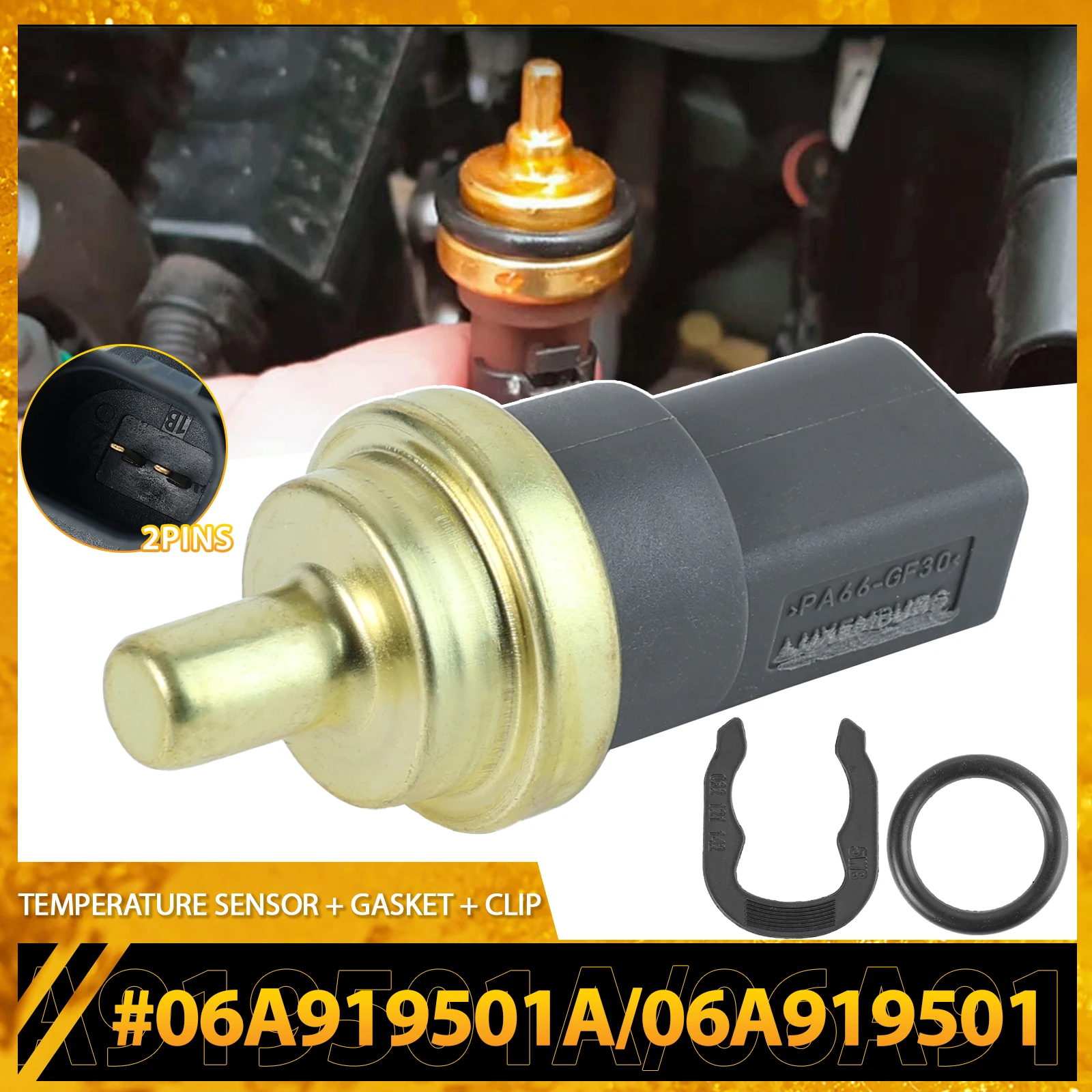 Coolant Temperature Sensor For Skoda Audi A1 A3 A4 A5 A6 A7 A8 Q3 Q5 Q7 TT R8 VW Jetta Golf Passat Seat 06A919501A 06A 919 501A