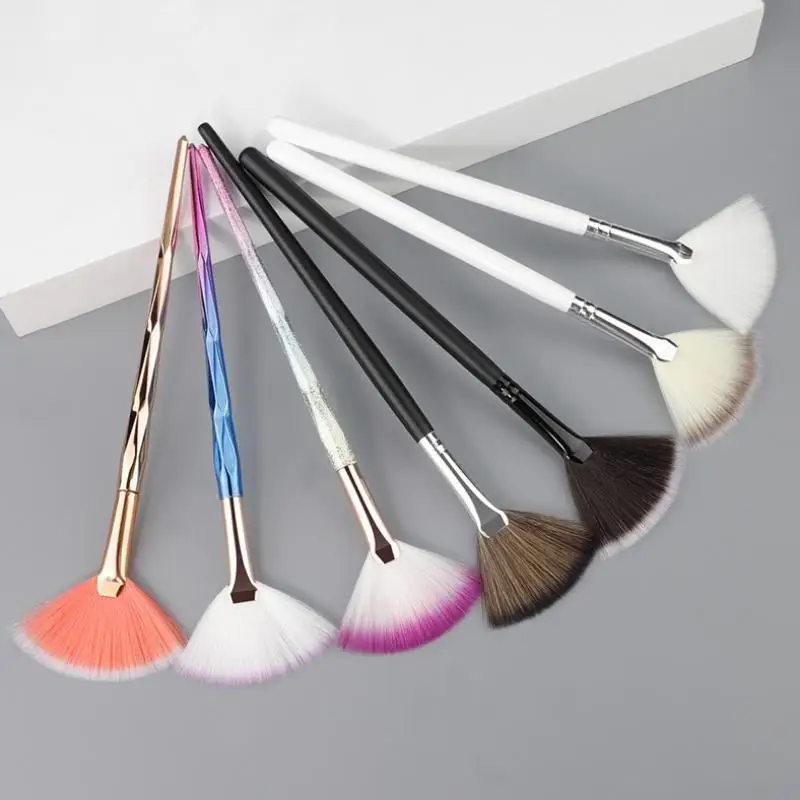 Large Flat Highlight Blush Fan-Shaped Makeup Brush Powder Loose Powder Face Brush Korean Soft Cosy Even Color Tools For Women