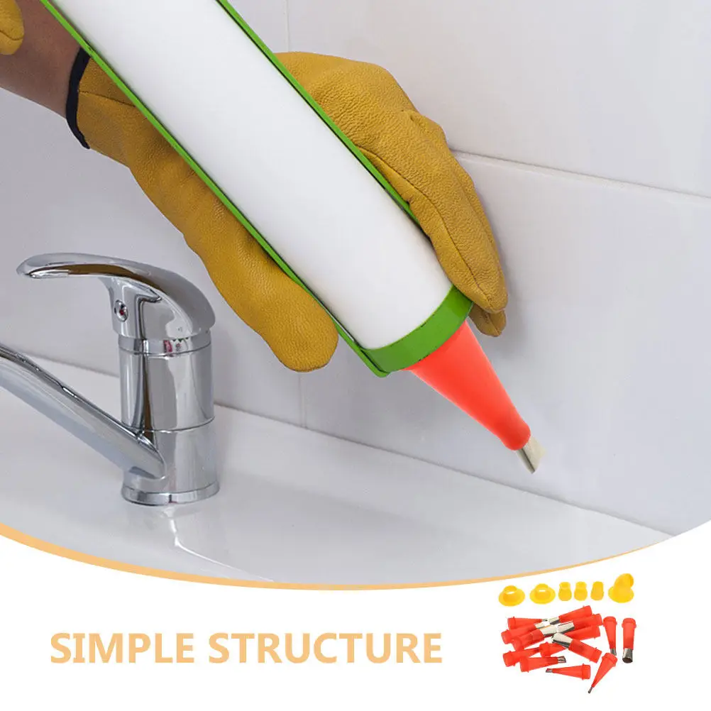 2Sets Caulking Finishing Tool Kit Reusable Silicone Caulking Nozzle Applicators for Smooth Precision Caulk Lines in Construction