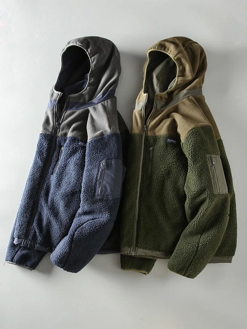 

Ретро-куртка из утолщенного меха ягненка для мужчин, повседневная утепленная хлопковая куртка для активного отдыха, сохраняющая тепло, свободного кроя, с капюшоном