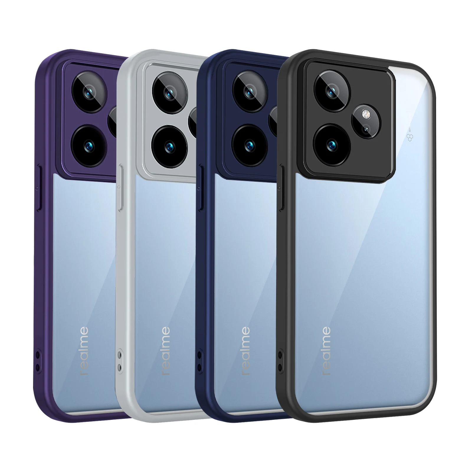EUCAGR Realme GT 7 RMX5061 Luftkissen, stoßfester Silikon-Stoßfänger, transparent, matt, rückseitige Abdeckung, Hartschale für Realme GT 7T GT7T RMX5085