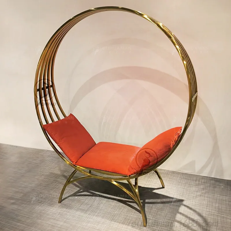 Italian stainless steel sprinkler shop household single sofa chair reclining and sleeping leisure chair swing chair