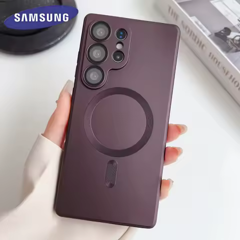 Magsafe Matte TPU Wireless Charge Case Samsung Galaxy S25 S24 S23 S22 S21 Ultra Plus Note 20 Ultra Camera Lens Shockproof Cover