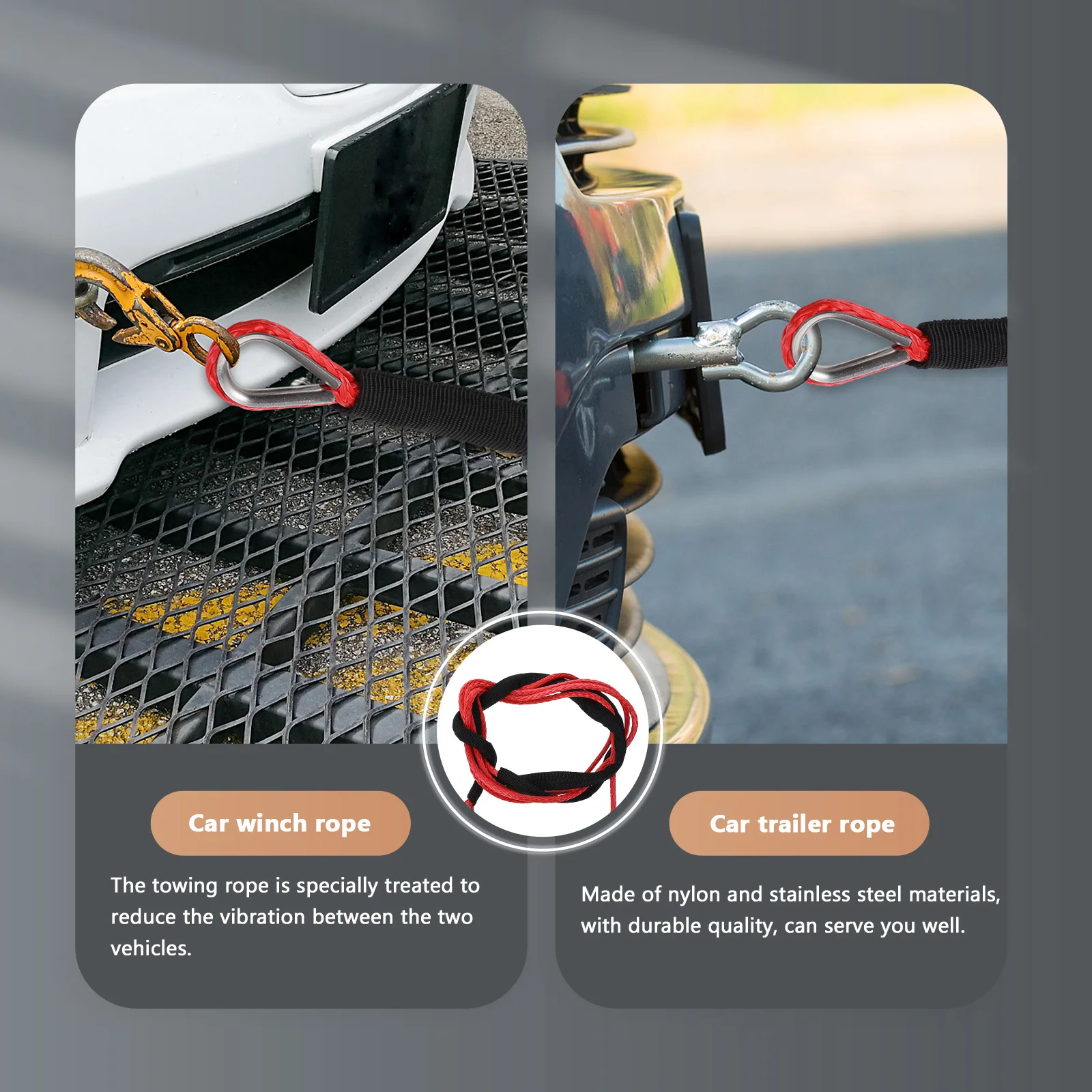 

1pc Car Trailer Towing Rope Durable Nylon Steel Winch Strap Heavy Duty Tow Rope Vehicle Trailer Traction Strong Vibration