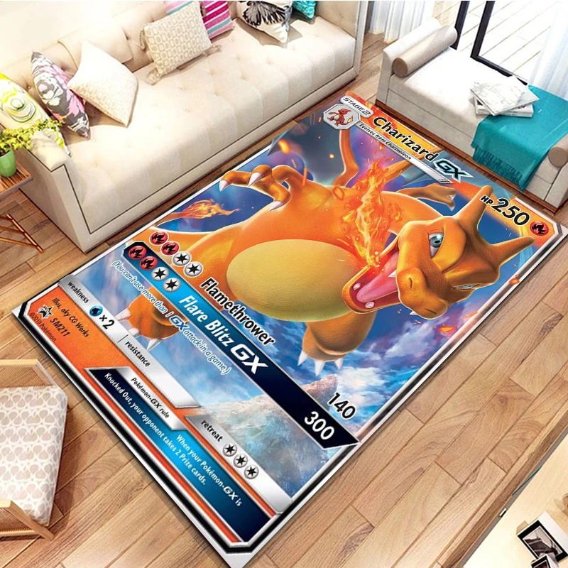 Pokemon Card Series Anime Poster Large Area Rug 3D Carpets Home for Living Rooms Kids Bedroom Sofa Doormat Decor Child Floor Mat