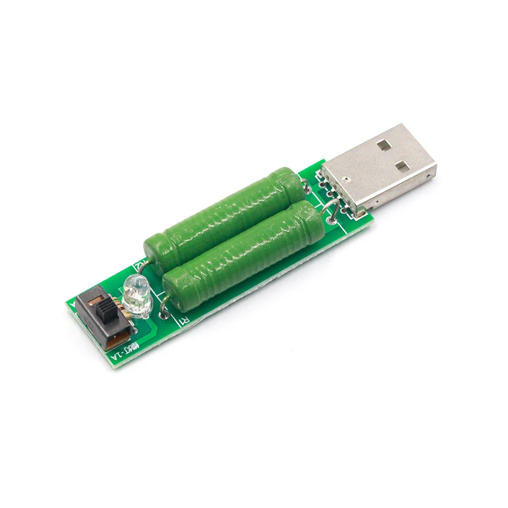 

10pcs USB Mini Discharge Load Interface Resistor 2A/1A With Switch 1A Green LED 2A Red LED Module Testing Aging Resistor