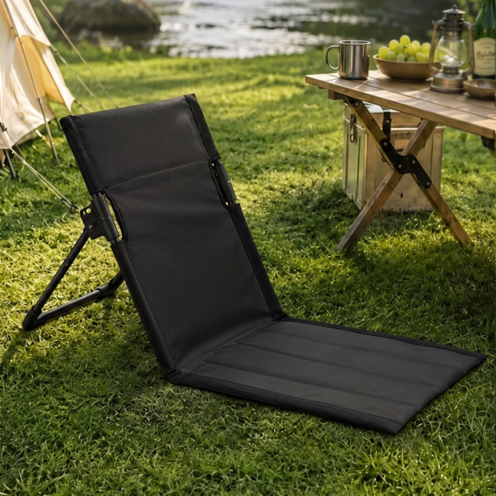 Foldable Beach Mat with Backrest Comfortable Foldable Lounge Chair Folding Lounge Chair Long-Lasting Furniture Versatile