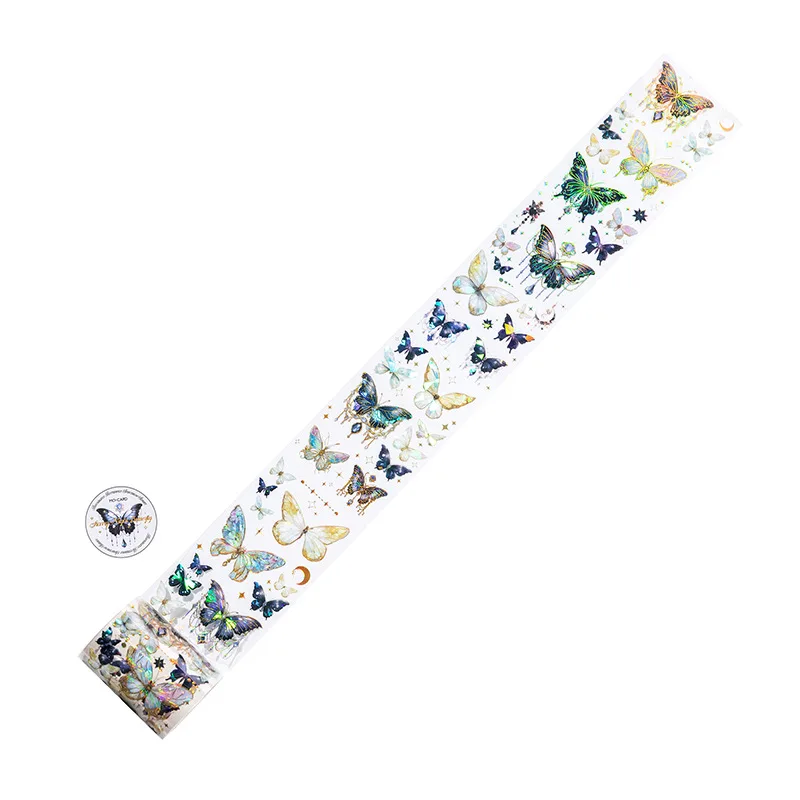 1 roll Vintage unbounded butterfly PET tape European hand tent DIY decorative collage base material paste Junk Journal Supplies