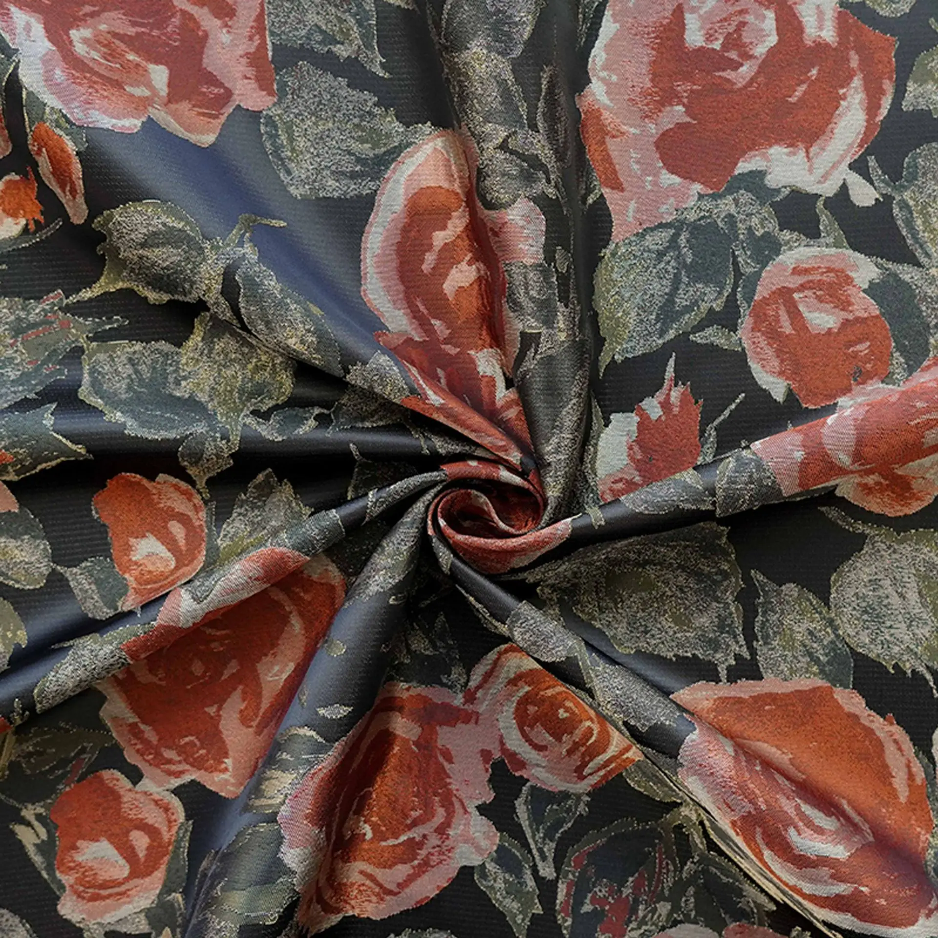 

Black Background Rose Oil Painting Style Jacquard Fabric Retro Dress Jacket Curtain Decorative Sewing Fabric