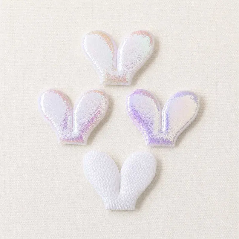 60 Stück Regenbogenfarbene Ohren-Applikationen 3*3,8cm Glänzende DIY-Dekorationen für Kopfbedeckungen, Taschen, Haarspangen und Stoffaccessoires – Detail 7