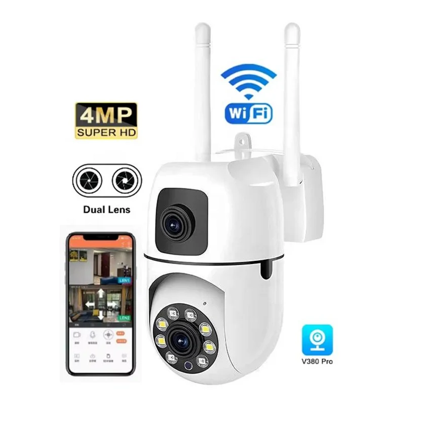 V380 Pro App 1080P HD Dual Lens 4MP Indoor Camera For Home IP Security WiFi Mini CCTV Camera