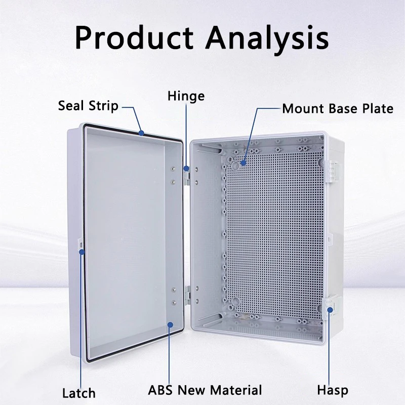 IP66 Waterproof Junction Box Enclosure ABS Plastic with Hinge Buckle Electronic Power Distribution Box for Electrical Project