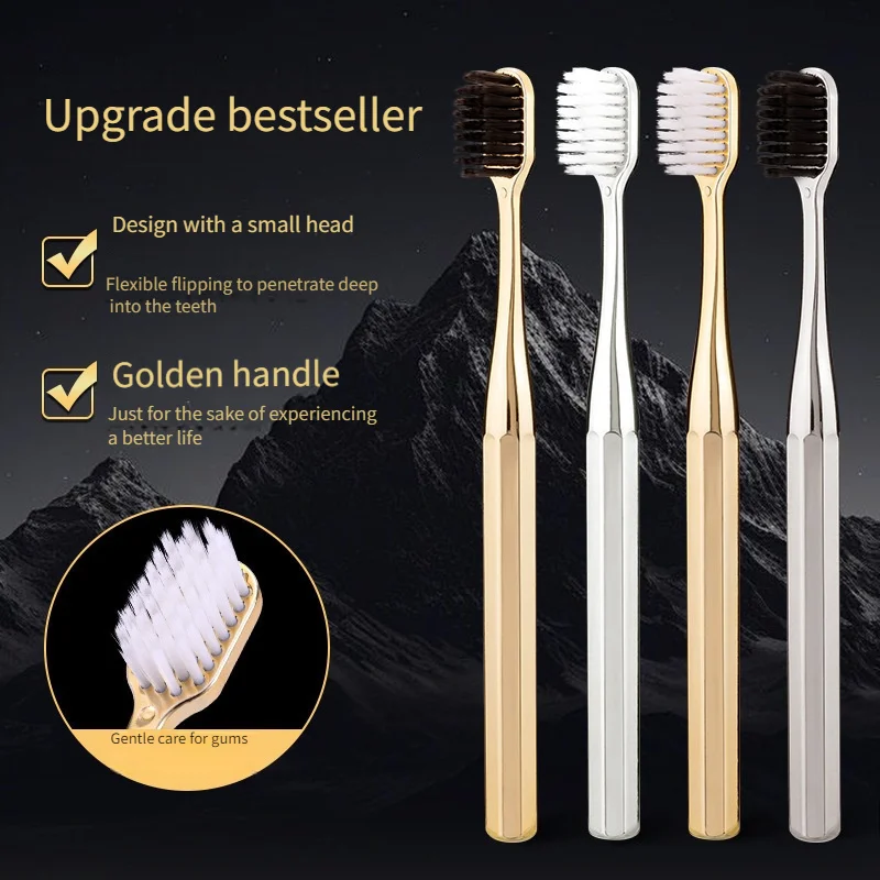 2-pack Luxury Adult Soft Bristle Toothbrush, Roman Column Handle, Deeply Cleans Teeth, Nourishes Gum Health, Travel Portable
