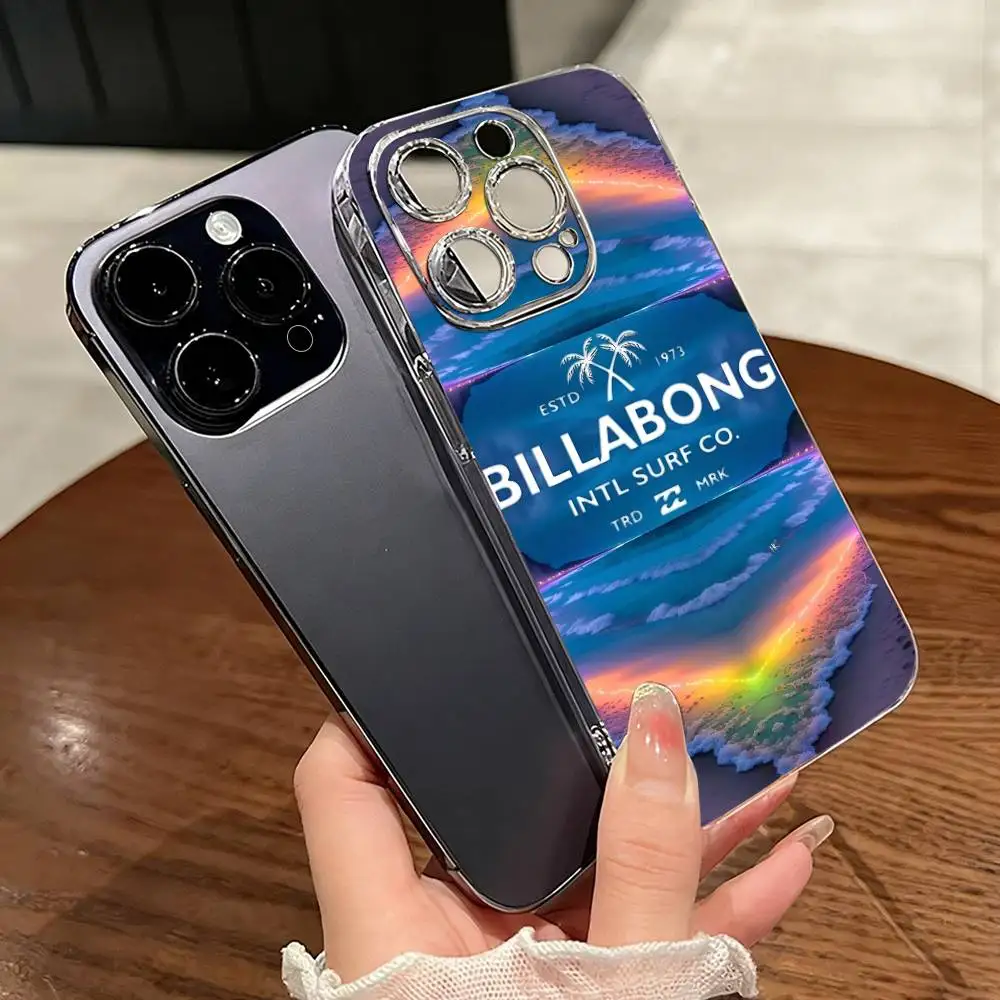 Capa de Celular B-Billabong Fashions Transparente de Silicone Macio para iPhone 17 16 15 14 13 12 11 Mini Pro Max Plus