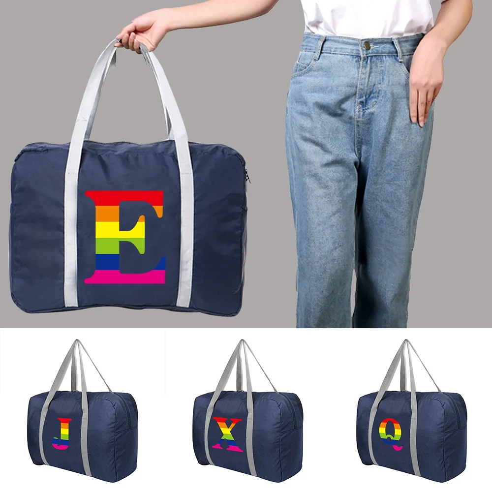 New Nylon Foldable Travel Bags Unisex Clothes Organizers Large Capacity Duffle Bag Rainbow Printed Women Handbags Men Travel Bag