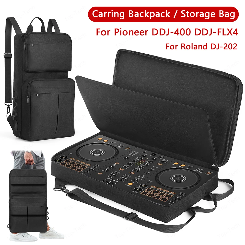 DJ Backpack for Pioneer DDJ-400 DDJ-FLX4/Roland DJ-202 DJ Controller Case Carrying Case Travelling Case Shockproof Anti-scratch