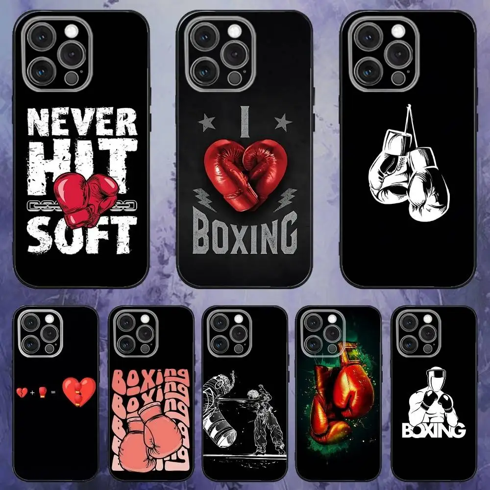 

Boxing Gloves Sport Phone Case For iPhone 16e,16,15,14,13,12,11,Pro,X,XS,Max,XR,Plus,Mini Soft Black Cover