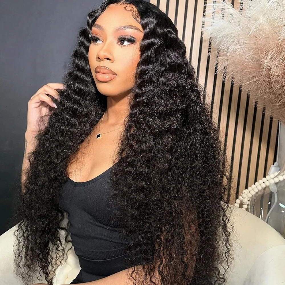 30 34 Inch 13x4 Deep Wave Frontal Wig 13x6 HD Lace Front Human Hair Wig 180% 4x6 Glueless Curly Wig For Women Pre Plucked Remy