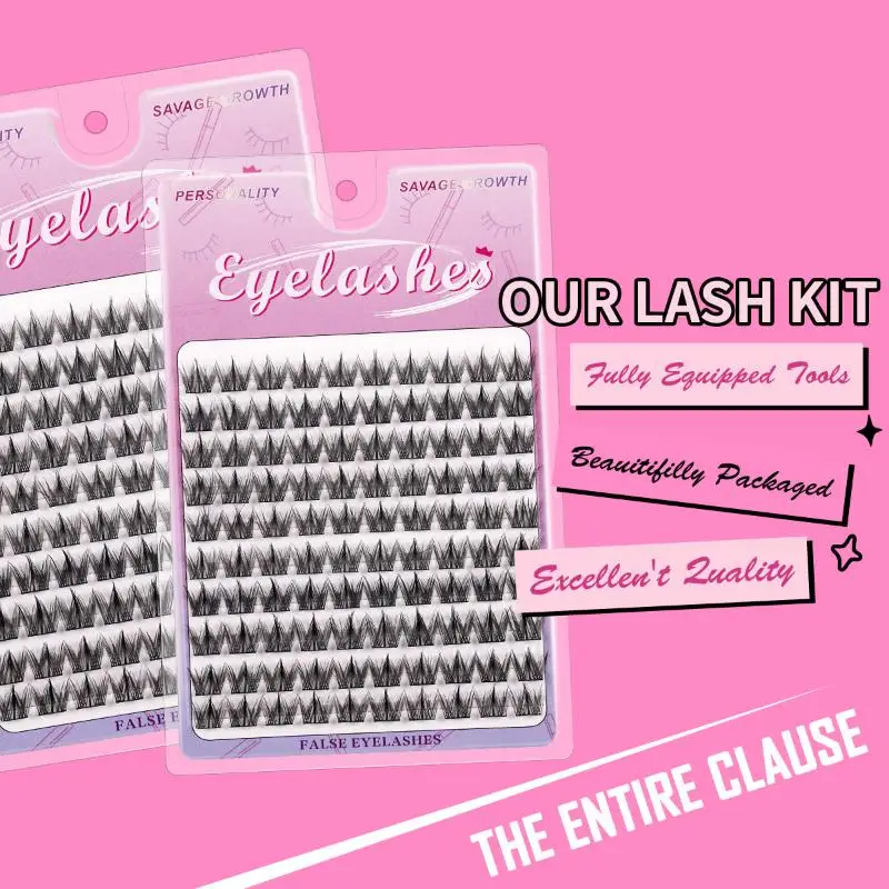 10 Rows Natural False Eyelashes Segmented Eyelash Extension Eye-Lifting Effect Women's Individual Lashes Makeup Tools