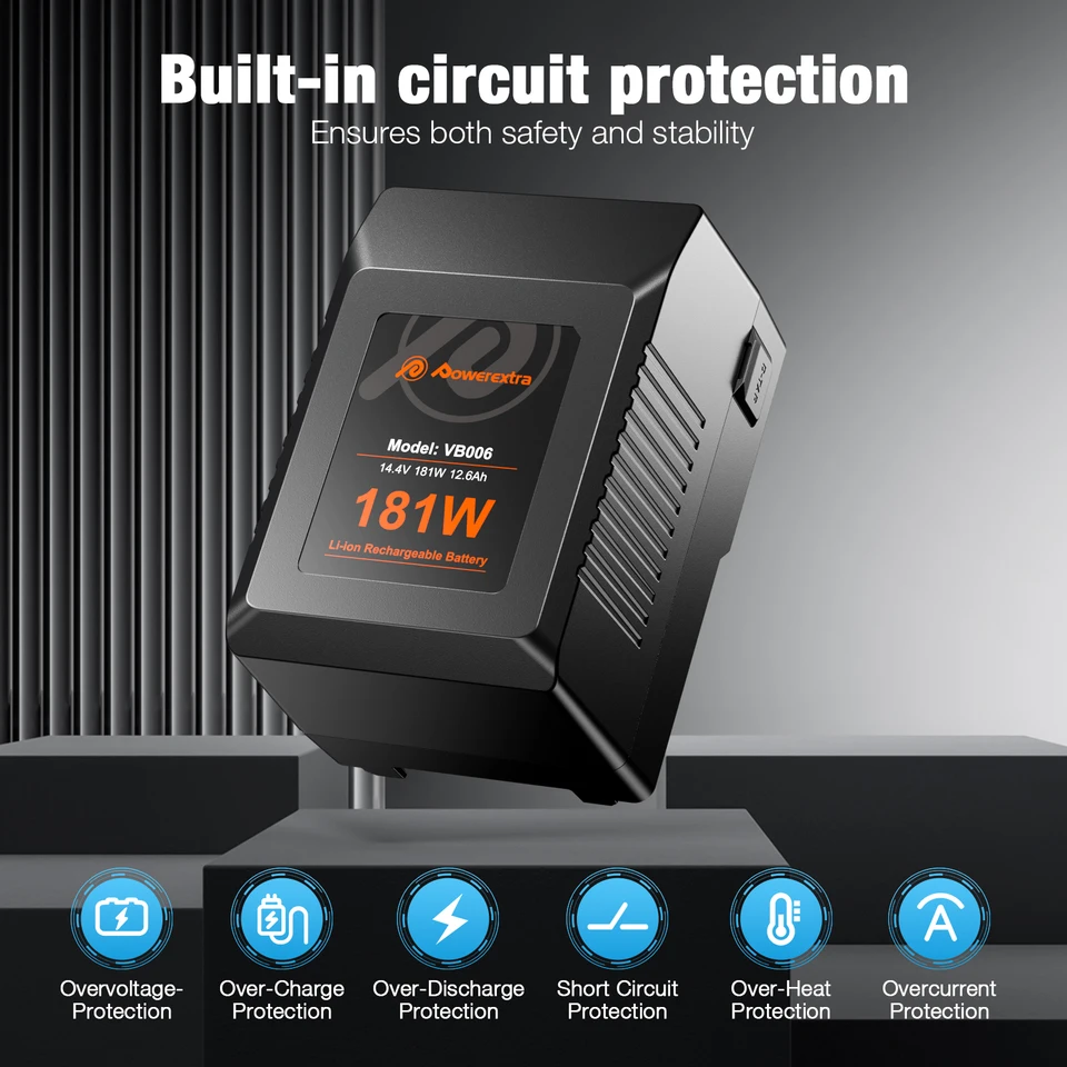 Powerextra V Mount V Lock 14.4v 181w Portable USB Replacement