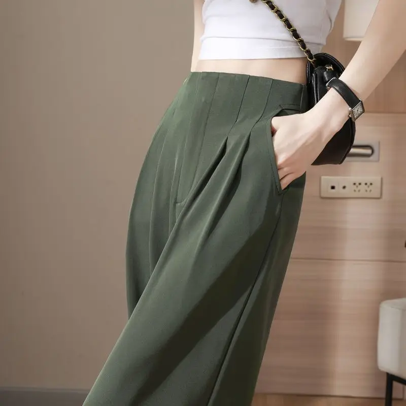 New High-waisted Drape Straight-leg Pants Casual and Slimming